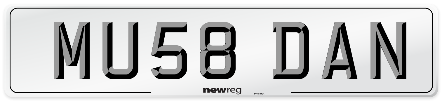 MU58 DAN Number Plate from New Reg